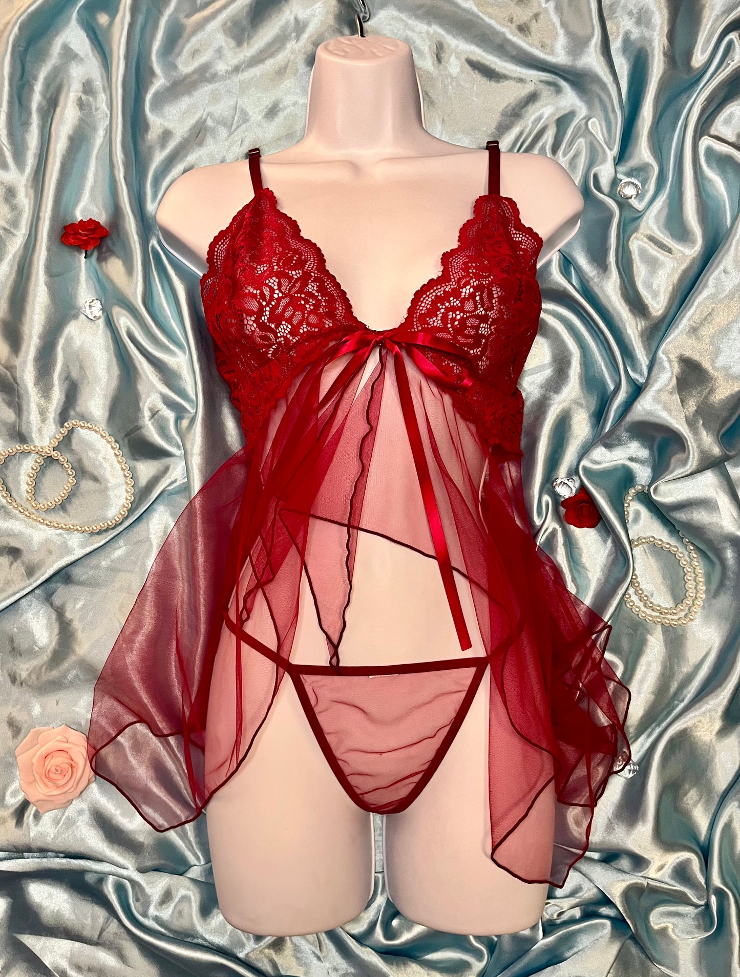 Sheer Crimson Lingerie