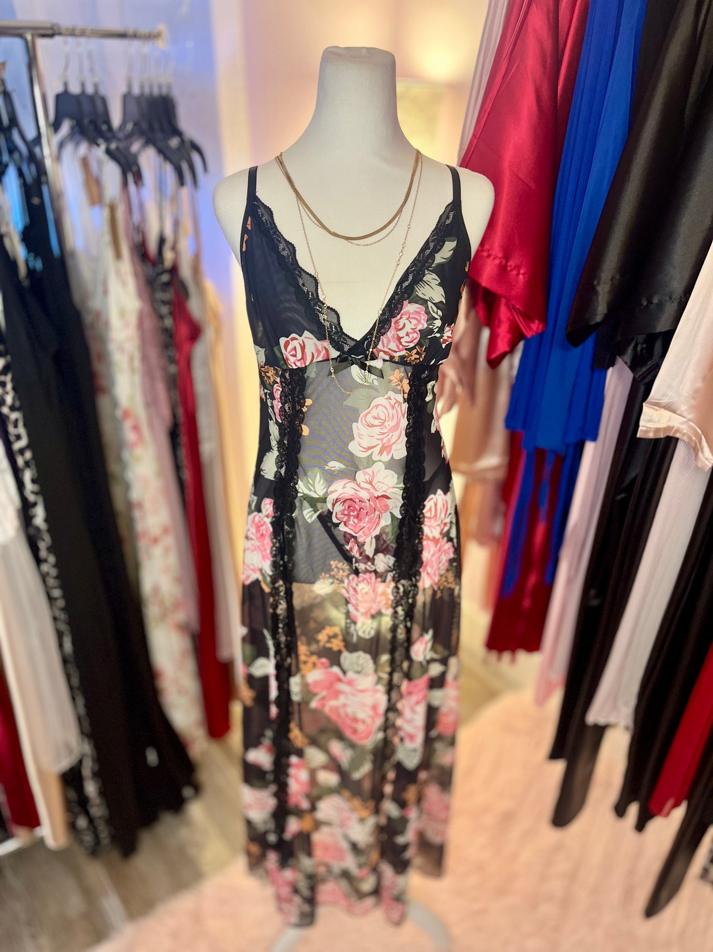 Whispering Petals Black Lingerie