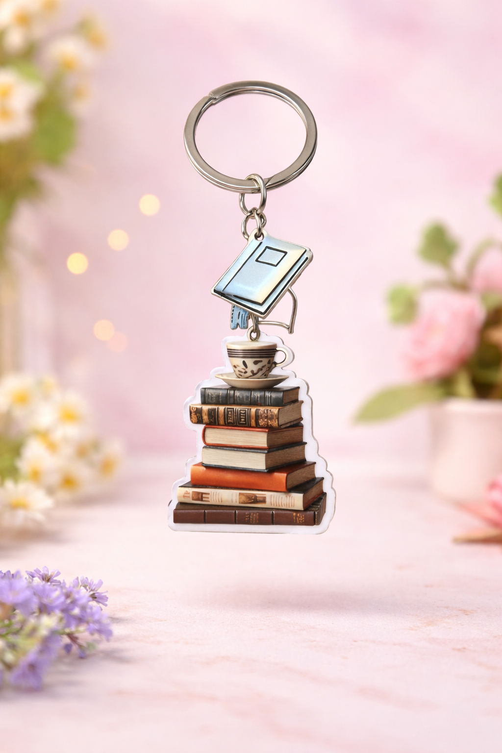 Book Stack Key Chain
