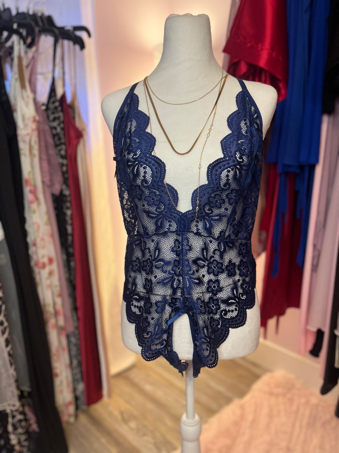 Midnight Navy Lace Lingerie