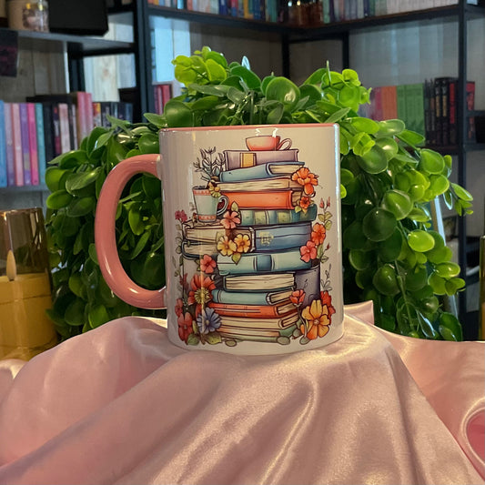 Pink Stack of Books Mug