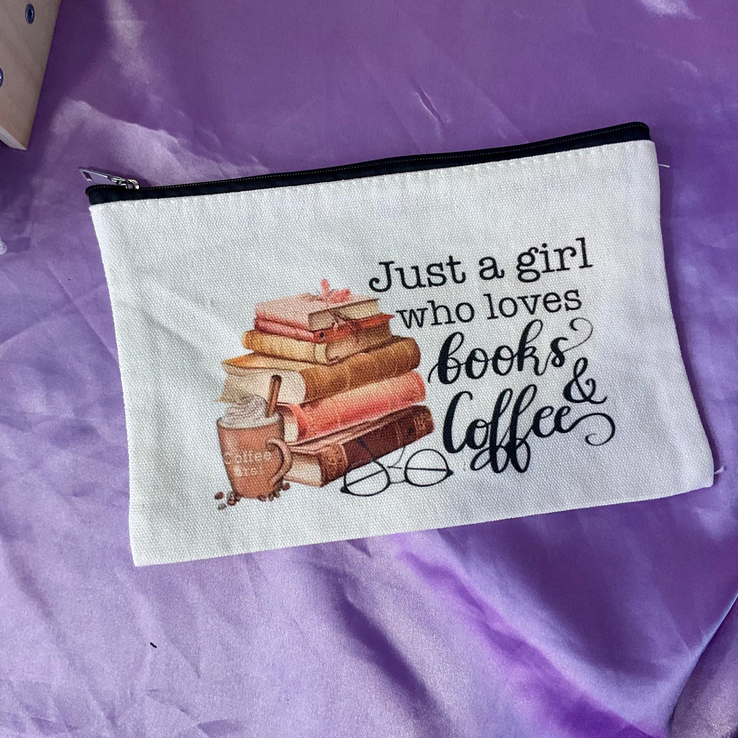 Books & Coffee Zipper Pouch