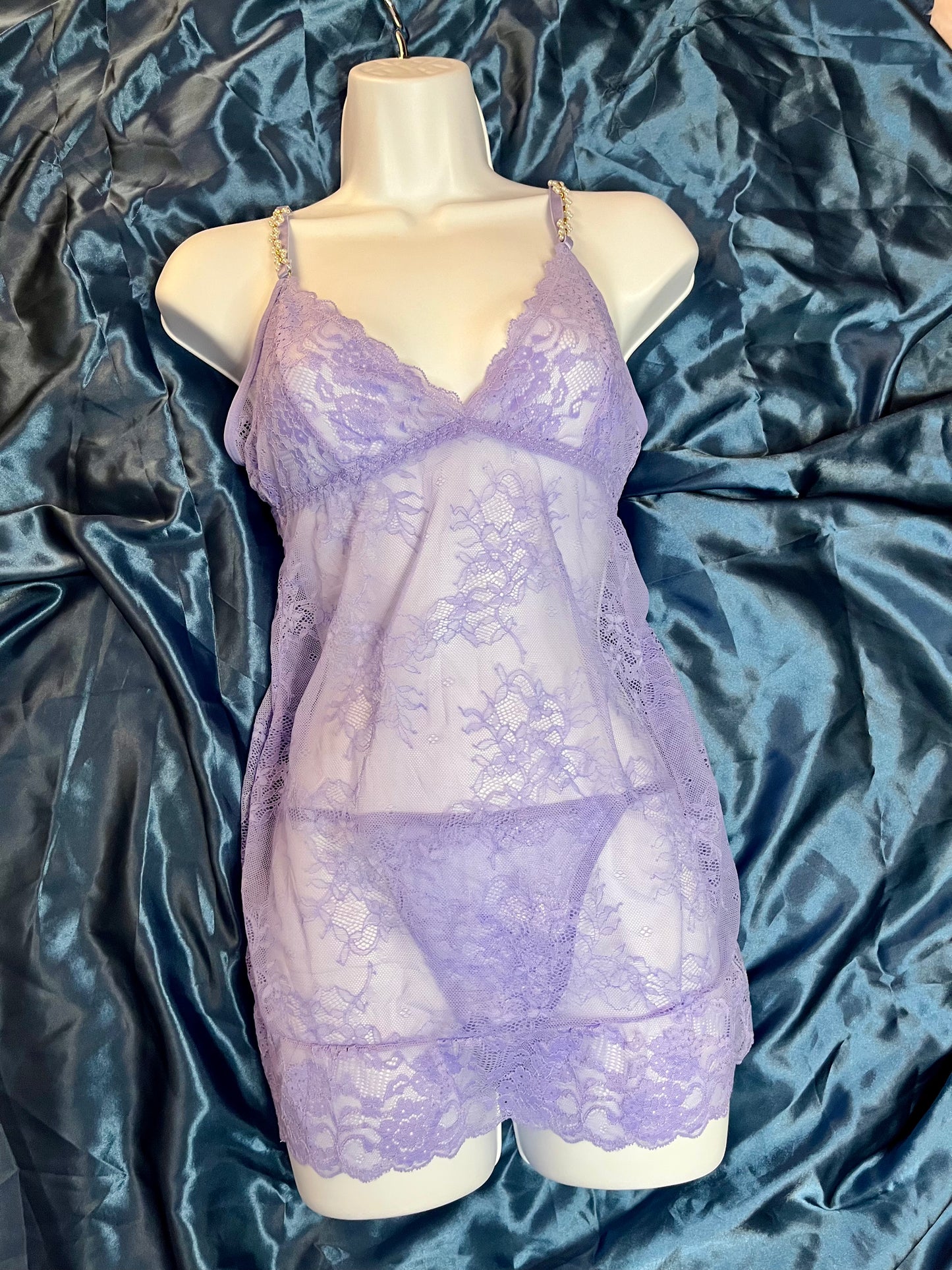 Lavender Lace Lingerie w/ Pearls