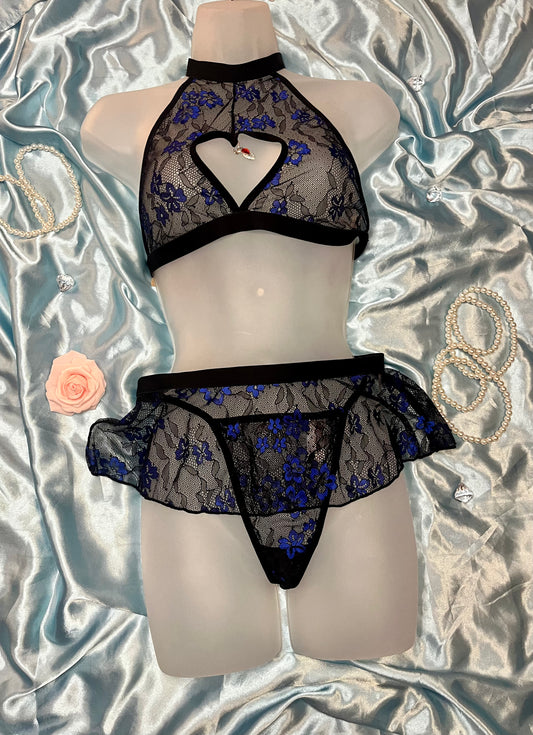 Floral Lace 3 Piece Lingerie
