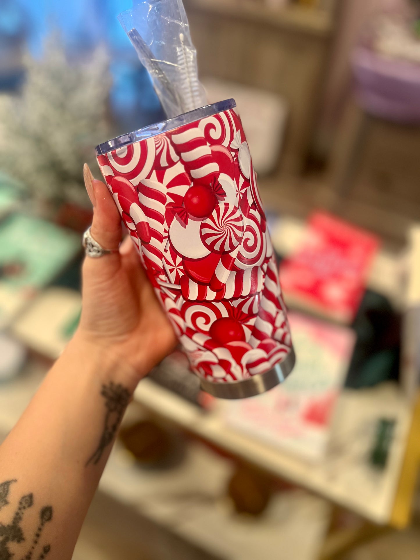 Candy Cane Christmas Tumbler (Short)